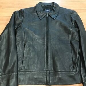 Gap Genuine Black Leather Women Jacket size small